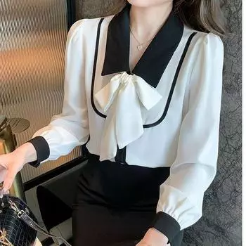 Летняя женская блузка, элегантная модная рубашка с коротким рукавом с бантом, блузки, женские топы, офисная женская атласная рубашка из натурального шелка S дубильная кора