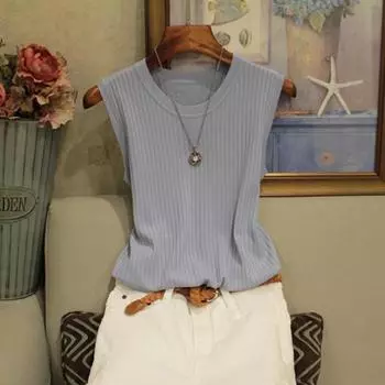 Летняя женская блузка без рукавов, топы, тонкая шелковая женская футболка, женская модная новая белая футболка больших размеров, женская серый