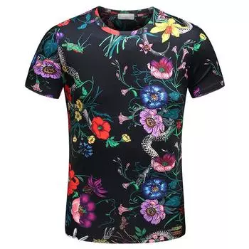 Летняя женская большая футболка с цветочным 3D принтом, повседневная дышащая модная футболка с коротким рукавом XS