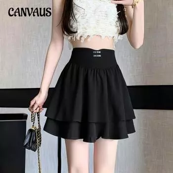 Летняя женская черная новая юбка-торт с высокой талией 2XL чёрный