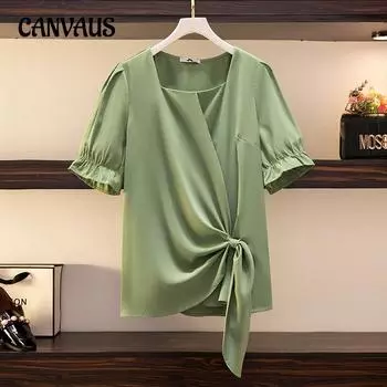 Летняя женская футболка больших размеров, модные женские модные топы с короткими рукавами и прикрытием живота 2XL чёрный