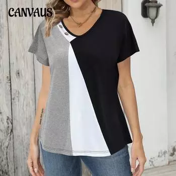 Летняя женская футболка больших размеров с принтом, свободный повседневный топ на пуговицах с короткими рукавами S светло-серый