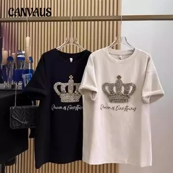 Летняя женская футболка больших размеров с вышивкой, свободные возрастные топы с короткими рукавами L абрикосовый