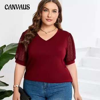 Летняя женская футболка больших размеров, сетчатая, пушистая, с короткими рукавами и пузырьковым рукавом, однотонная футболка с v-образным вырезом XL синий