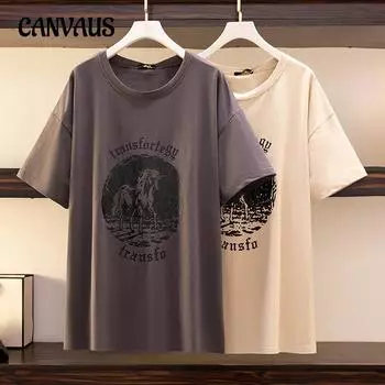 Летняя женская футболка больших размеров средней длины с единорогом и короткими рукавами 2XL темно-серого