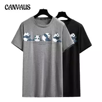 Летняя женская футболка больших размеров средней длины с милой пандой, свободные топы с короткими рукавами для глажки XL чёрный