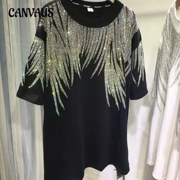 Летняя женская футболка больших размеров Tide, топы с короткими рукавами средней длины