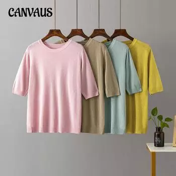 Летняя женская футболка больших размеров Яркий шелковый однотонный топ с короткими рукавами Свободный тонкий круглый вырез Универсальная трикотажная футболка с половиной рукавов One Size белый