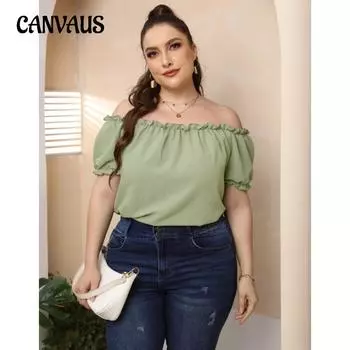 Летняя женская футболка больших размеров, женская однотонная рубашка с воротником, сексуальная без бретелек, повседневная милая футболка с короткими рукавами 0XL чёрный