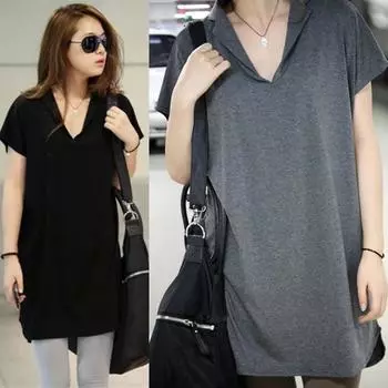 Летняя женская футболка большого размера 2024, однотонная свободная женская футболка средней длины, женский летний топ 2XL
