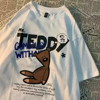 Летняя женская футболка большого размера с коротким рукавом и принтом букв, мужская хип-хоп футболка с коротким рукавом, уличная винтажная футболка, свободная футболка S