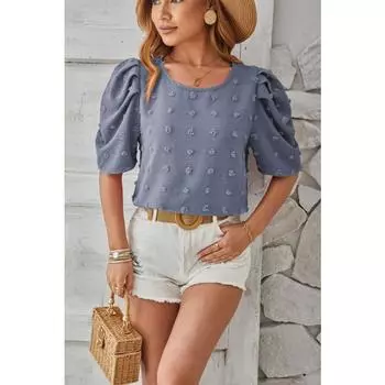 Летняя женская футболка из тканого жаккардового комочка с короткими рукавами и квадратным вырезом, топ S чёрный