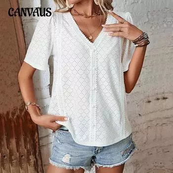 Летняя женская футболка, модная белая рубашка, топ с коротким рукавом S белый