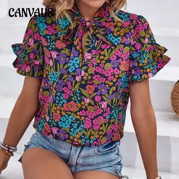 Летняя женская футболка, модная рубашка с трансграничным принтом в этническом стиле, женская рубашка S фиолетовый