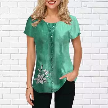Летняя женская футболка, одежда, модные футболки с 3D цветочным принтом и короткими рукавами, топы в стиле Харадзюку, повседневные женские футболки большого размера 6XL