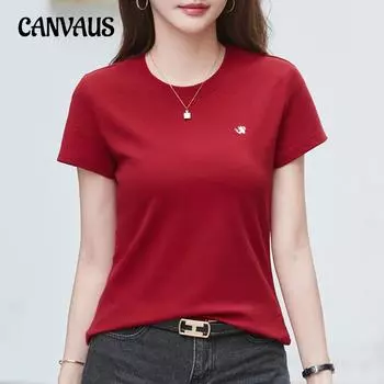 Летняя женская футболка однотонная с круглым вырезом и коротким рукавом S белый