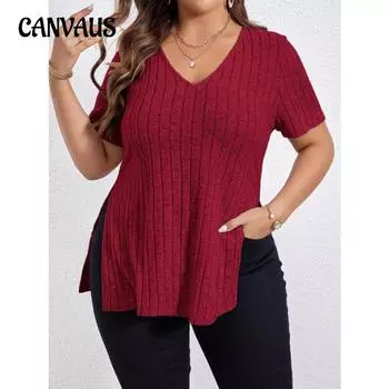 Летняя женская футболка, однотонная женская футболка больших размеров с v-образным вырезом и полосками, пуловер с короткими рукавами и открытыми рукавами, футболка XL чёрный