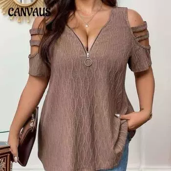 Летняя женская футболка, однотонный топ без бретелек на молнии с v-образным вырезом и короткими рукавами S чёрный