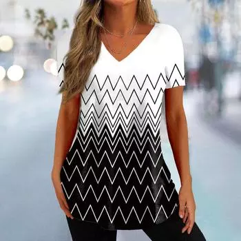 Летняя женская футболка, простые футболки с пульсирующим принтом для женщин, футболка с v-образным вырезом, модная повседневная женская одежда, топ, уличная одежда, пуловер 5XL