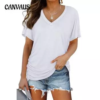 Летняя женская футболка, пуловер, однотонный свободный повседневный топ с короткими рукавами S белый