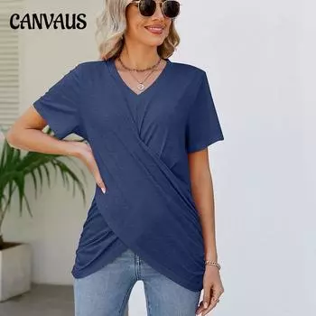 Летняя женская футболка, разноцветные топы с v-образным вырезом, повседневные футболки с короткими рукавами, топы S мох зеленого