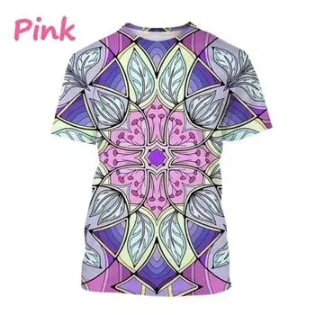 Летняя женская футболка с 3D принтом, сверкающая камуфляжная футболка с изображением мандалы, повседневный топ с большим коротким рукавом и круглым вырезом XS