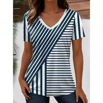 Летняя женская футболка с 3D-принтом, V-образным вырезом и коротким рукавом, модная женская футболка, женская футболка 2000 года S