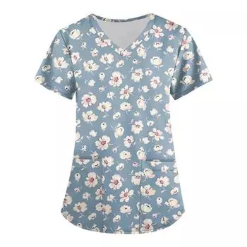 Летняя женская футболка с цветочным принтом 3D, повседневная модная футболка с V-образным вырезом, свободный свитер с коротким рукавом, повседневные топы, футболки, размер XXS-6XL XXS