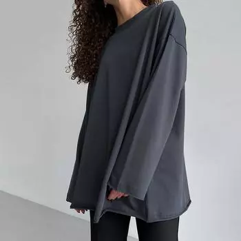 Летняя женская футболка с длинным рукавом и круглым вырезом, однотонная S белый