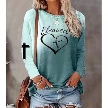 Летняя женская футболка с длинными рукавами с 3D-принтом, весенне-летняя повседневная футболка с длинными рукавами и круглым вырезом, женская одежда оверсайз S