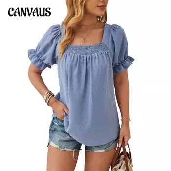 Летняя женская футболка с коротким рукавом и квадратным вырезом, рубашка S розовый