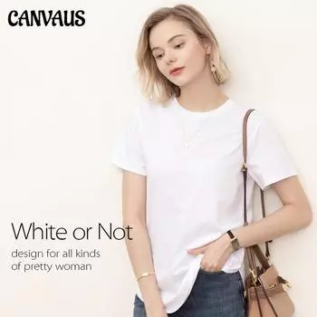Летняя женская футболка с короткими рукавами Canvaus, женская Свободная повседневная универсальная блузка с круглым вырезом и короткими рукавами, нестандартной формы S белый