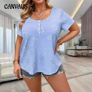 Летняя женская футболка с круглым вырезом и принтом в виде сердца на пуговицах, с коротким рукавом, свободная S розовый