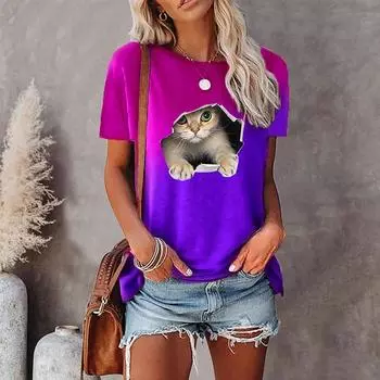 Летняя женская футболка с круглым вырезом и принтом в стиле тай-дай, винтажные 3D футболки с коротким рукавом S серый