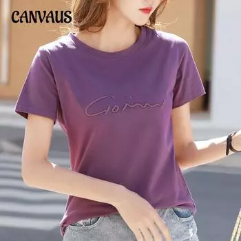 Летняя женская футболка с круглым вырезом и вышивкой букв, свободные топы с короткими рукавами S чёрный