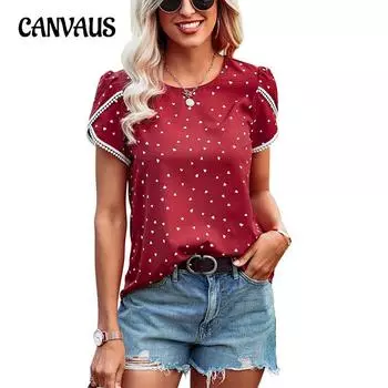 Летняя женская футболка с кружевным темпераментом, элегантная футболка с короткими рукавами S