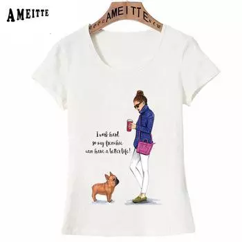 Летняя женская футболка с милым французским бульдогом, модная футболка с иллюстрацией, женская забавная французская футболка Love Pri M белый