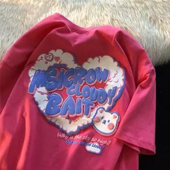 Летняя женская футболка с милым принтом кота из хлопка, дышащая, с коротким рукавом XS