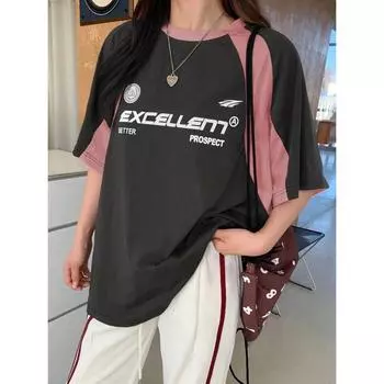 Летняя женская футболка с принтом букв, с коротким рукавом, спортивный топ, 2025 XS