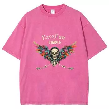 Летняя женская футболка с принтом черепа, джинсовая свободная, большого размера, с коротким рукавом, трендовый уличный топ, модный наряд для мужчин S