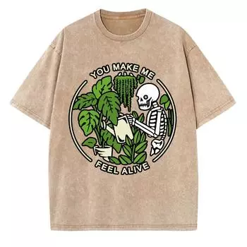 Летняя женская футболка с принтом черепа и растений, оверсайз, с круглым вырезом, вываренная, с эффектом потертости, с коротким рукавом, повседневный топ в стиле Y2K S