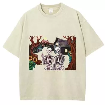 Летняя женская футболка с принтом черепа, свободного покроя, с коротким рукавом, унисекс, трендовый дизайн, мужская одежда Sense Wear S