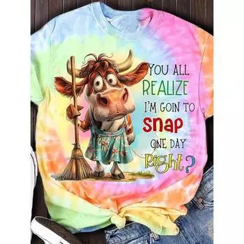 Летняя женская футболка с принтом кота, повседневные футболки с короткими рукавами и 3d футболками, модная уличная одежда, пуловер с круглым вырезом, женская одежда оверсайз M