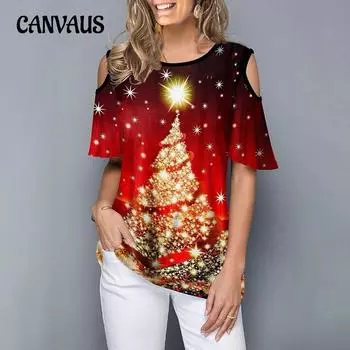 Летняя женская футболка с принтом «Рождественская елка» и круглым вырезом, свободная футболка с коротким рукавом S зелёный