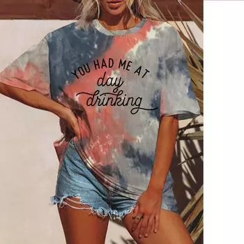 Летняя женская футболка с принтом тай-дай, модные топы с буквенным принтом, футболки, женская винтажная одежда с коротким рукавом, стильный наряд, уличная одежда S