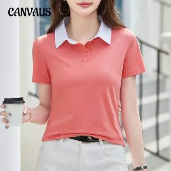 Летняя женская футболка с яркими цветными лацканами, рубашка поло с короткими рукавами, топы S белый