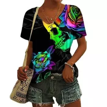 Летняя женская футболка с рисунком из мультфильма, полиэстер в стиле хип-хоп, расширенный дизайн, принт, винтажный пуловер в стиле Харадзюку на каждый день XS