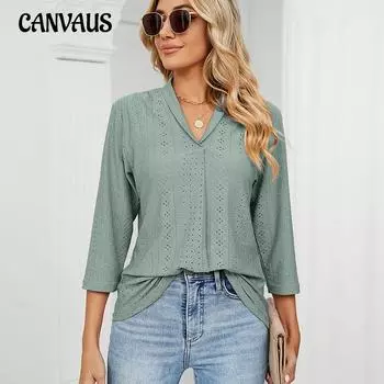 Летняя женская футболка с v-образным вырезом и рюшами, повседневная свободная футболка с рукавами из семи точек и лацканами, топы S белый