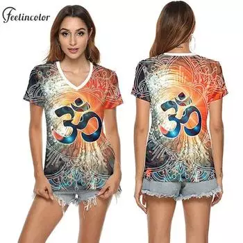 Летняя женская футболка с v-образным вырезом, топы с 3D принтом, наряд Y2K, праздничная рубашка с короткими рукавами, уличная одежда, весенние футболки, женская одежда S