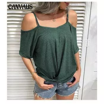 Летняя женская футболка с v-образным вырезом, свободный однотонный топ без бретелек с короткими рукавами S темно-серого